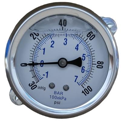 China Custom Design 63mm back ss304 oil filled with u-clamp BSP thread connection pressure gauge L-A type (bottom mount) for sale