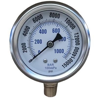 China Good quality hot sale 63mm bottom U-shaped clamp installation ss oil filled pressure gauge L-A type (bottom mount) for sale