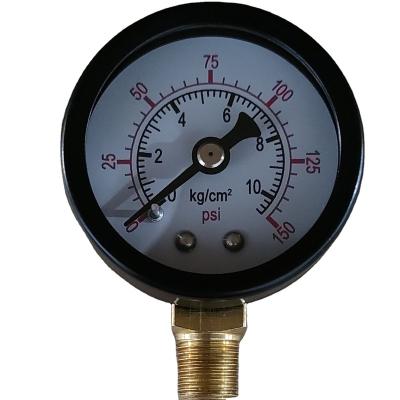 China Most Popular 40MM P-A 0-10 kgcm2 & 150 psi Aluminium dial Black steel case pressure gauge P-A type (bottom mount) for sale