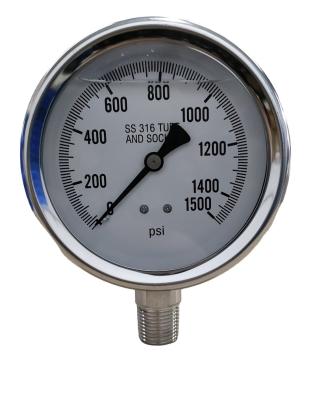 China High Quality C-4.5LMSS1500 Supports BSP thread connection all stainless steel pressure gauge SS-A type (bottom mount) for sale