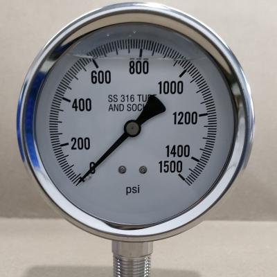 China New Products C-4.5LMSS1500 all stainless steel Single needle pressure gauge SS-A type (bottom mount) for sale