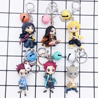 China TCXW090309 New Style Cartoon Demon Slayer Keychains 3D Leather Dolls Car Ornaments Key Chain Promotional Gift for sale