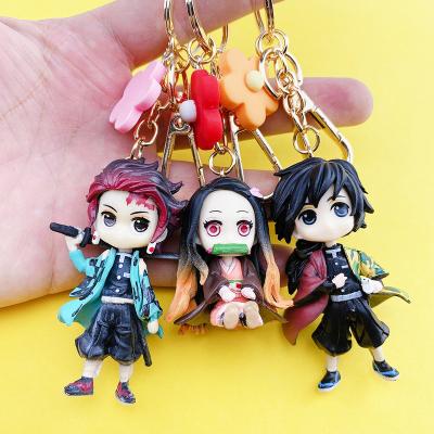 China Plastic Demon Slayer 3d Anime Figure Demon Slayer Character Souvenir 3d PVC Key Chain for sale