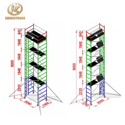 China Construction adjustable aluminum mobile scaffolding tower with stair for sale for sale