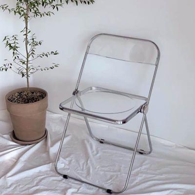 China Living room foldable plastic transparent home furniture relax transparent plastic chairs transparent folding chair for sale