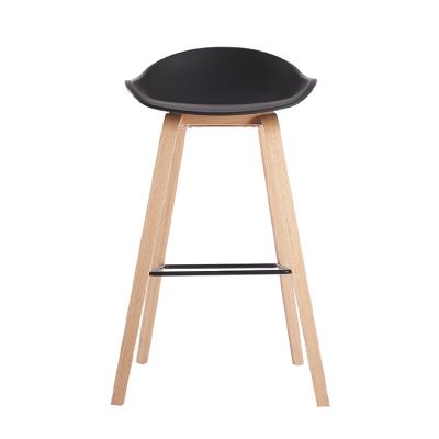 China Modern Plastic Cheap Modern High Chair Stool Popular Plastic Bar Stools With Wooden Legs for sale