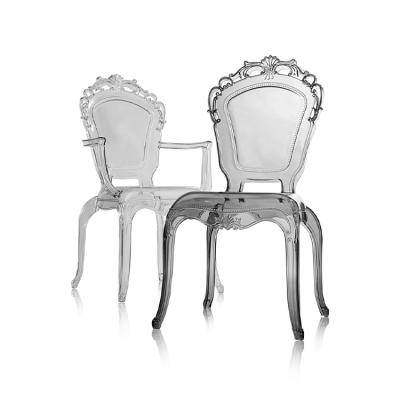 China Hot Sale Modern Style Transparent Plastic French Princess Wedding Hotel Clear Chairs For Dining Room for sale