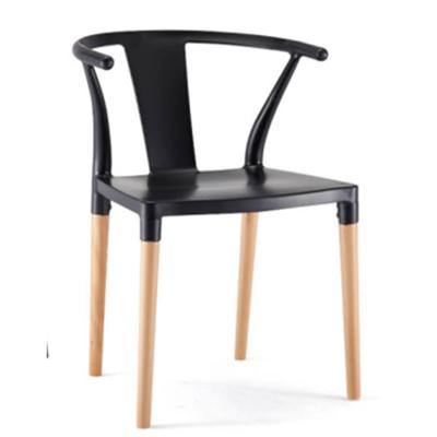 China Modern Newly Designed Comfortable Seat Plastic Chairs Beech Plastic Legs Plastic Dining Chairs With Armrest for sale