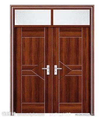 China Modern Solid Interior Room Door Core Metal Walnut Design Hotel Door Skin Dark Wood Mold for sale