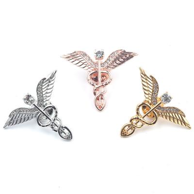 China Snakes Fashionable Stylish Double Caduceus Double Caduceus Gift Accessories Brooches Doctor Wings Brooch Jewelry Brooch Medical Pins for sale