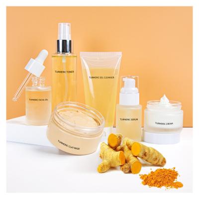 China Line Vegan Organic Skin Care Kit Custom Anti Aging Turmeric Face OEM Private Label Korean Facial Set for sale