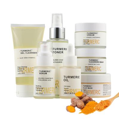 China OEM Private Label Vegan Face Beauty Korean Natural Organic Skin Care Set Whitening Anti Acne Turmeric Skin Care Set for sale