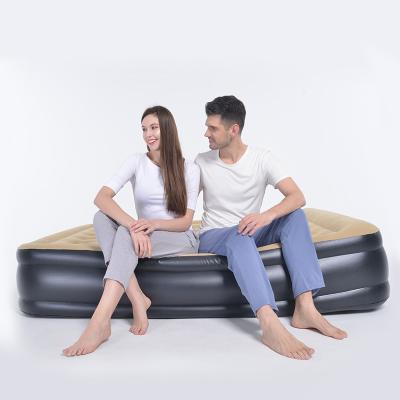 China Foldable Comfortable Plaid Flocked Anti Bedsore Air Bed Mattress Inflatable Camping Double Mattress for sale