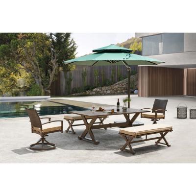 China Eco-friendly\UV Resistant\Water Proof\High Quality Alum Woven Outdoor Dining Table Weather Resistant Furniture Set For Garden for sale