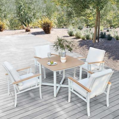 China Eco-friendly\UV Resistant\Water Proof\Weather Resistant Modern Aluminum Patio Furniture Dining Set With Resysta Arm for sale