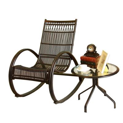 China Waterproof Modern Aluminum Frame Rattan Rocking Chair For Backyard for sale