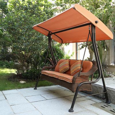 China Modern Steel Frame 3 Seats Outdoor Leisure Swing Chair With Rattan for sale