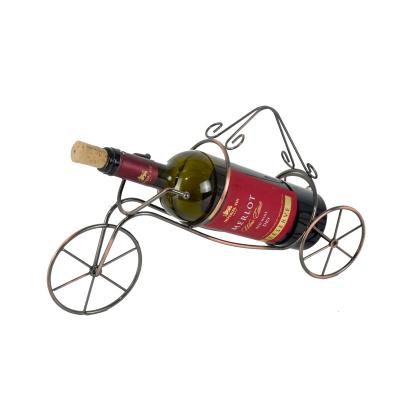 China Black Brushed Unique Design Geometric Tricycle Countertops Viable Wire Metal Storage Unique Wine Racks for sale