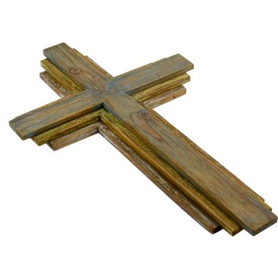 China New Product Antique Imitation Unfinished Wooden Cross Christian Wall Decorative Wholsale Large Wooden Cross for sale