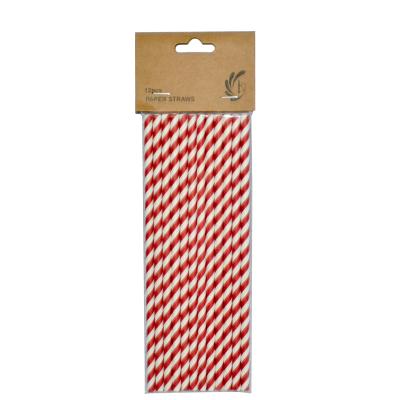 China Custom Printed Biodegradable Single Use Paper Straw Minimalist China Colorful Decoration Christmas Design Party Paper Drinking Straw for sale