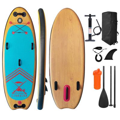 China Unisex water play factory sells stand up surfboards, wood grain style inflatable SUP boards for sale