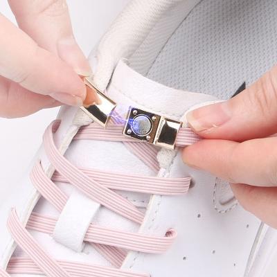 China Soft magnetic lazy wholesale elastic flat no link shoe lace cuts shoe lace lock for sale