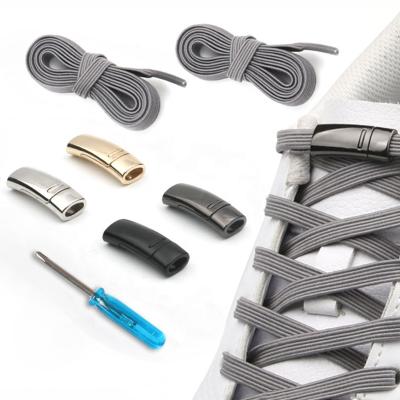 China Wholesale Quick Flat Lazy Buckle To Shoe Laces To Lock Elastic No Tie Shoe Lace for sale