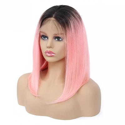 China Regular Wave Pre Plucked Gray Hot Pink Neon Purple Ombre HD Lace Wig 1b/613 Swiss Pink Short Bob Human Hair Wig 1b/613 Blue Color Wig For Black Women for sale