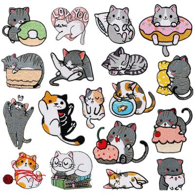 China New Cartoon Spot 3D Computer Embroidery Logo Paste Computer Embroidery Lazy Meow Star Kitty Kitty Embroidery Stamp Small Cloth Paste Embroidery for sale