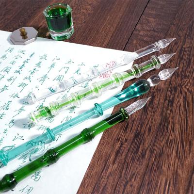 China office & Glass Pen Clearing Crystal Pen Design Dip Pen Business Office Dip Signature Pen Good Quality Bamboo Shape School for sale