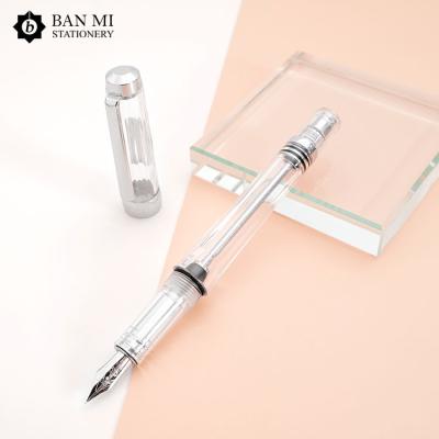 China office & School Negative Pen Pressure Type Transparent Plastic Good Ink Smooth Enrolling Fountain Pen For Gifts for sale