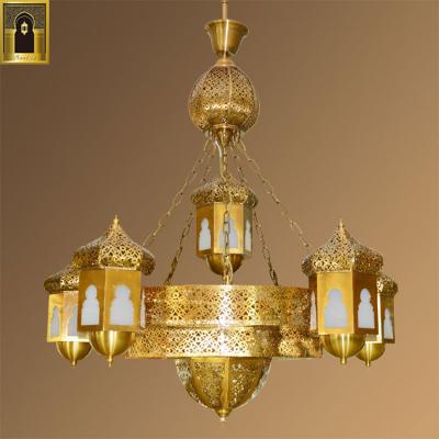 China Hotel Golden Islamic Antique Brass Turkish Attic Chandelier Lighting Arabic Pendant Light Vintage Pendant Lamp for sale