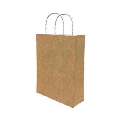 China Recycled Materials Shopping Paper Bag With Custom Black Logo Ribbon Handle Gift Bag Birthday Kraft Paper for sale