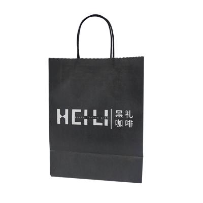 China Recycled Materials Bag Recycled Commercial Custom Embossing Kraft Paper Food Catering Paper Bag Packaging for sale