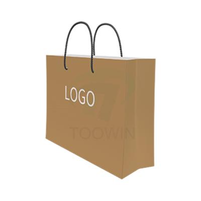 China Recyclable Custom Printed Your Own Logo White Brown Kraft Gift Craft Shopping Paper Bag With Handles for sale