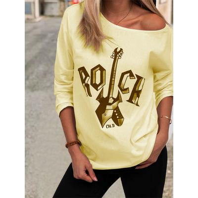 China Autumn Popular Women's Anti-pilling Tops Fashionable Loose Printing Long Sleeve T-Shirts for sale