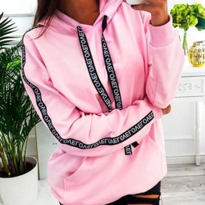 China Pullover Women Ribbon Letter Autumn And Winter Small Order Breathable Popular Fashion Loose And Thin Hoodie for sale