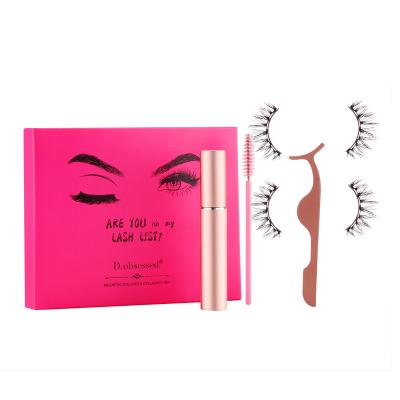 China Wholesale Reusable Effect 3D False Eyelashes With Eyeliner And Tweezers 100% Handmade Magnetic Mink Eyelashes for sale