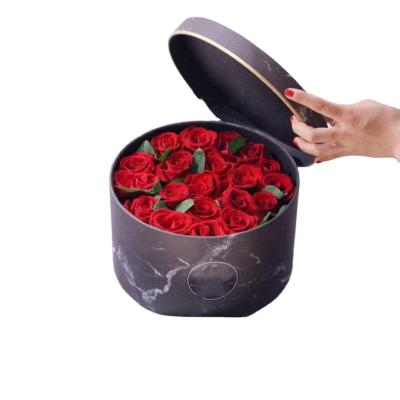 China Luxury Recycled Materials Flower Box Rose Preserved Flower Cylinder Paper Round Tube Gift Box With Lid For Lover Girls for sale