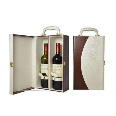 China Luxury 3 Bottle Wine Crate Faux Leather Recyclable Leather Wine Box Wine Box for sale