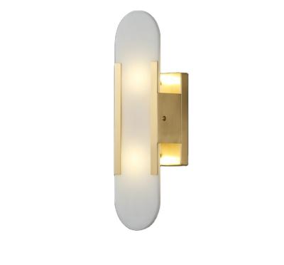 China Marble Shade Rendered in Modern China Top Quality Cylinder Shade Bathroom Wall Sconce for sale