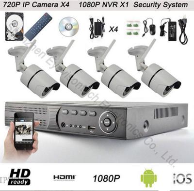 China 720P 4CH Home CCTV Camera ,  IP Security Camera System Network Video Recorder 500G for sale