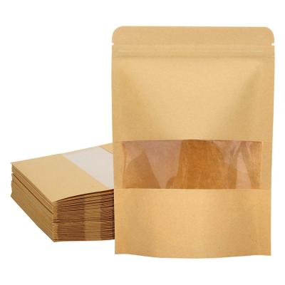 China Recyclable Eco - Friendly Natural Food Grade Kraft Paper Packaging Bags With Resealable Zipper Lock for sale