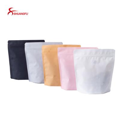 China Moisture Proof Stand Up Releaseable Pouch Compostable Bag With Valve 250gr 500gr 1kg for sale