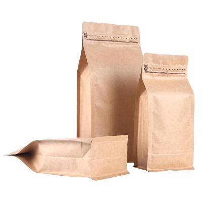 China Food Grade 250g 8oz Paper Flat Bottom Stand Up Barrier Packaging Coffee Pouch Bag With Heat Sealed Zipper for sale