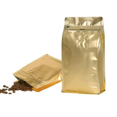 China Bottom Gusset Moisture Proof Yellow Side Block Coffee Bag Rose Gold 1000g 500g 250g 125g for sale