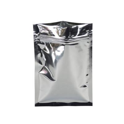 China Moisture Proof Smell Proof Silver Foil Plastic Packaging Bags Flat Zipper Pouch for sale