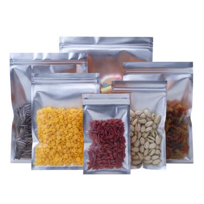 China Matte Golden Resealable Mylar Ziplock Food Storage Moisture Proof Bags With Clear Front Window Coffee Beans Packaging Pouch for sale