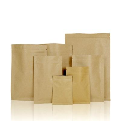 China Best Selling Barrier Custom Nature Color Stand Up Kraft Paper Packaging Bag For Food Grade for sale