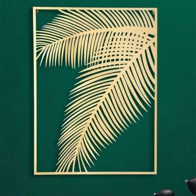 China Contemporary Nordic Light Luxury Metal Wall Hanging Decoration Palm Leaf Pendant for sale